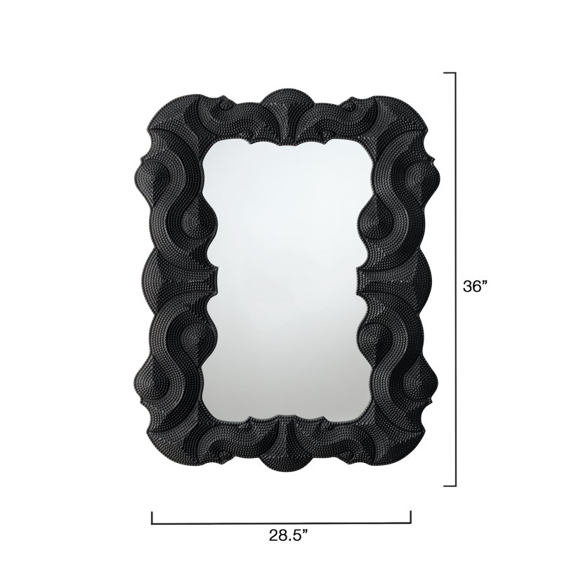 Baroque Resin Wall Mirror, Black