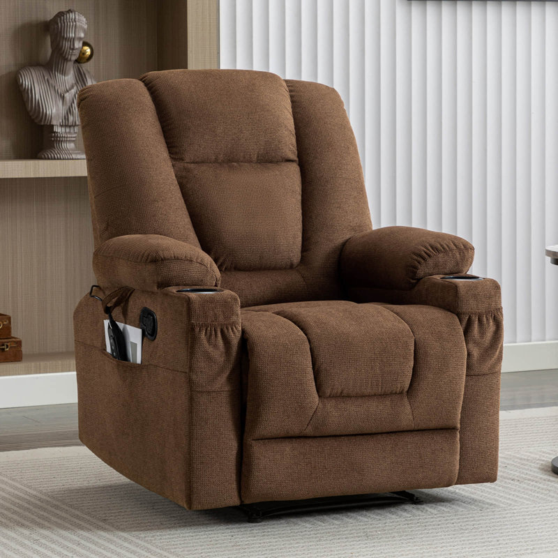 Aricella Recliner, Brown Chenille