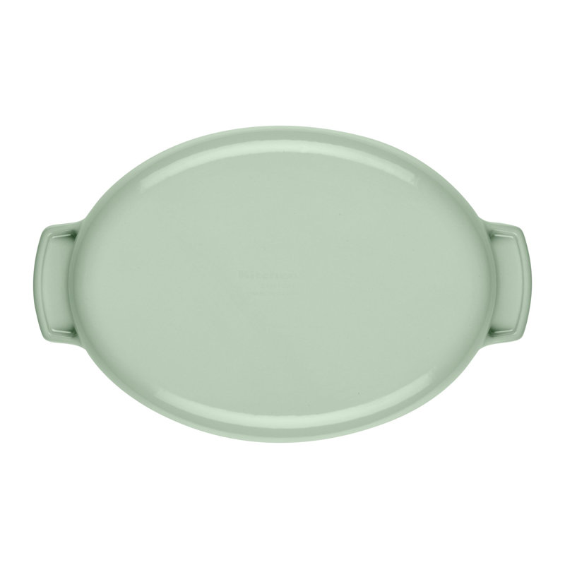 Pistachio Enameled Cast Iron Oval Au Gratin Pan, 2.5 Quart
