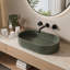 Lavabo de salle de bain ovale moderne en béton vert foncé 23,6 po