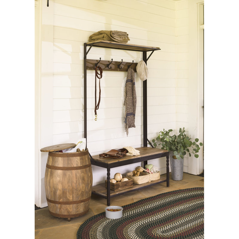 Hall Tree Coat Rack with Shoe Storage