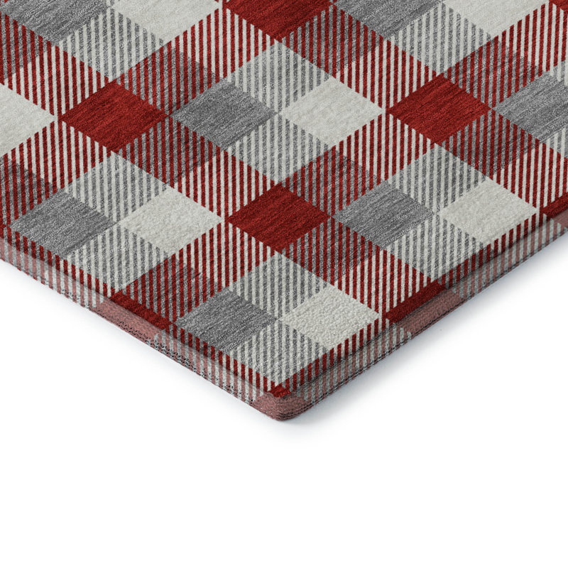 Premium Machine Washable Crumley AMF1053 Plaid Rug, Rectangle 1 pi 8 po x 2 pi 6 po