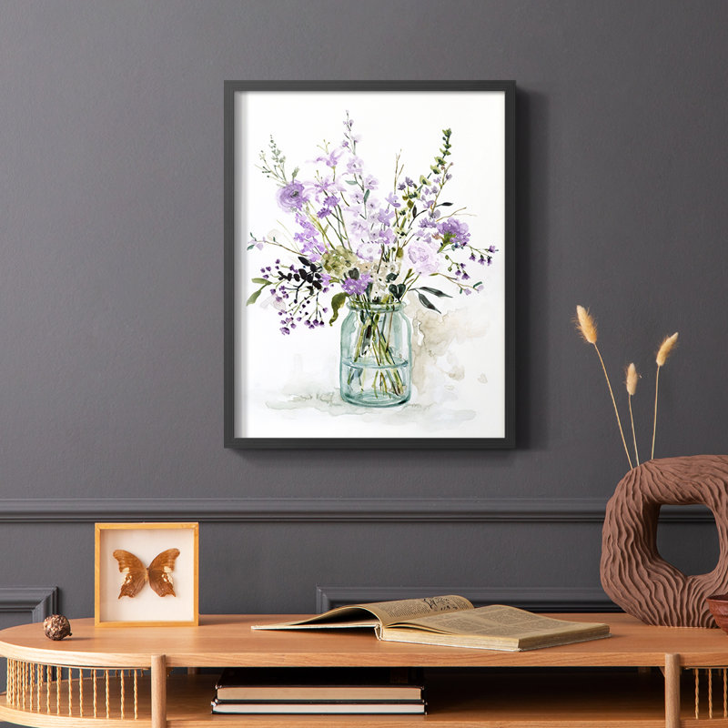 «Mauve Passion II», reproduction encadrée - bois massif, Noir, H 20 po x l 16 po