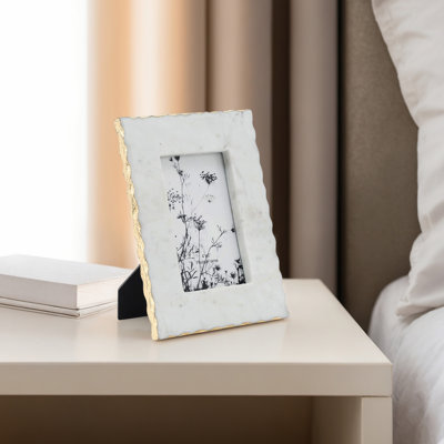White Marble Jagged Edges Photo Frame Contemporary Elegant Picture Frame