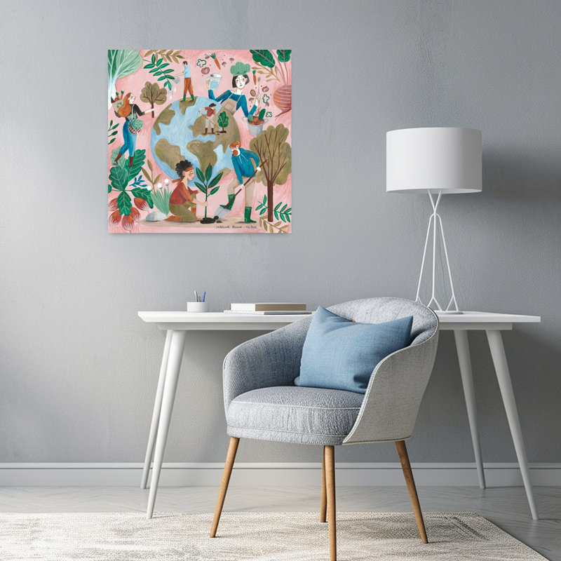 Art contemporain avec arbre abstrait, H 24 po x l 24 po