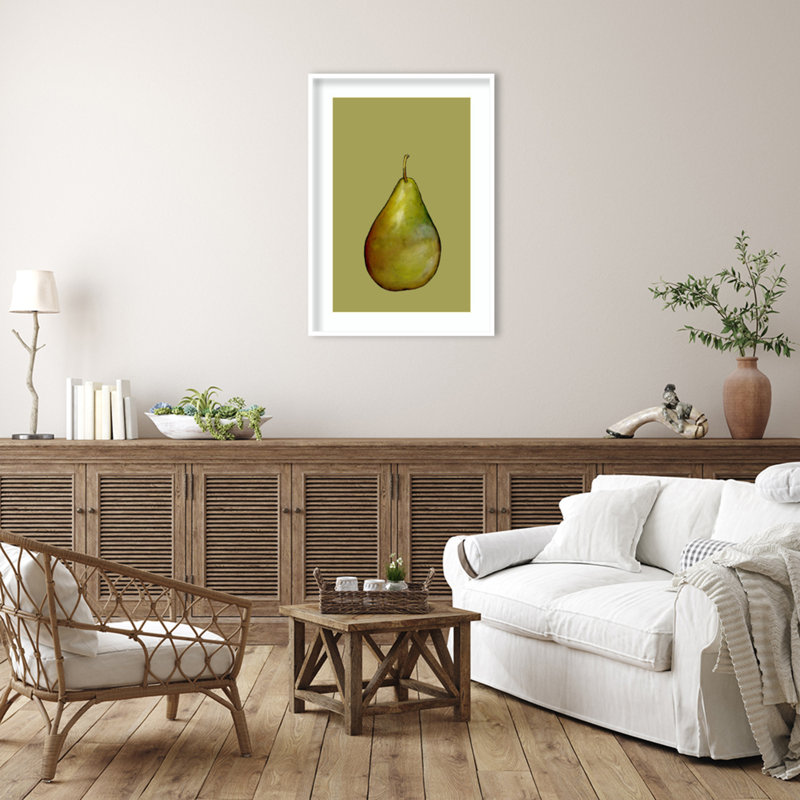 «Pear on Green» par Sarah Thompsonengels - impression d'un seul cadre, H 41 po x l 29 po x P 1 po