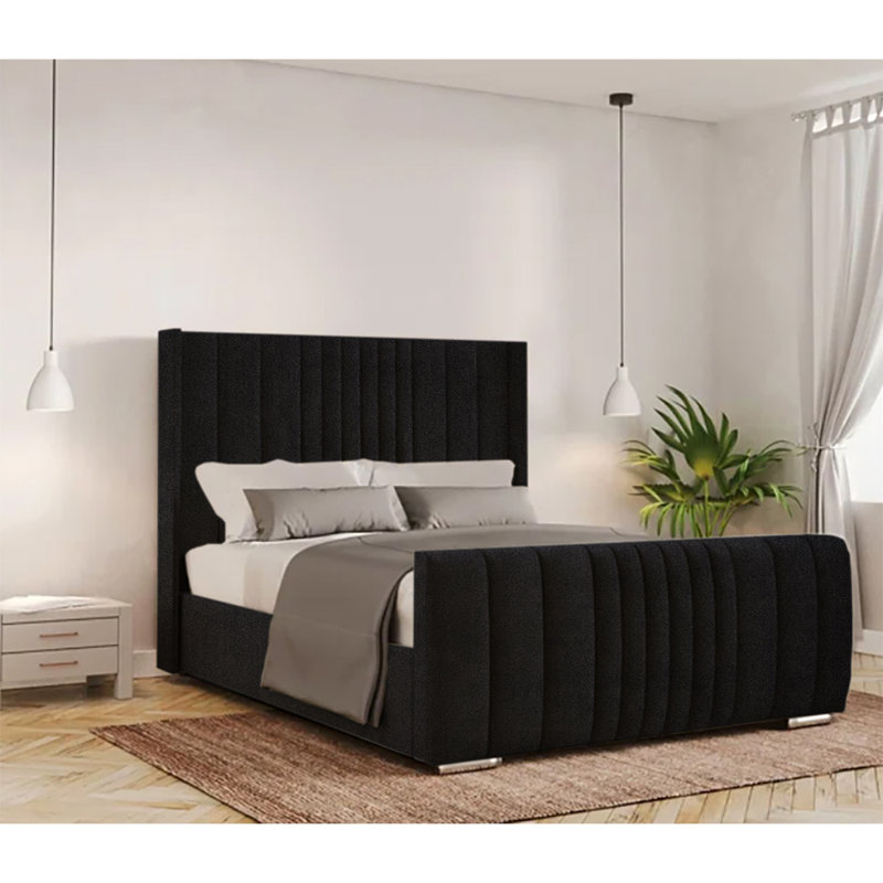 Schwamm Upholstered Bed Frame, Black, Kingsize (5')