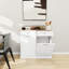 White Trash Storage Cabinet With Two Drawers And Compartments, Coated Exterior Fashionable Container In Kitchen - Painted