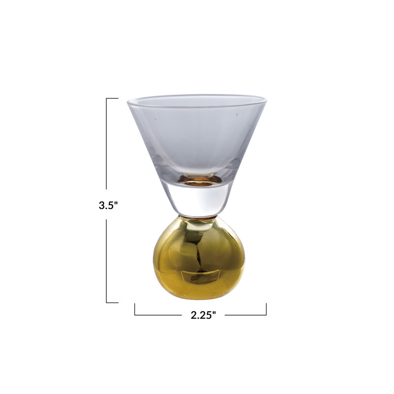 Verre à liqueur avec tige sphérique en verre transparent