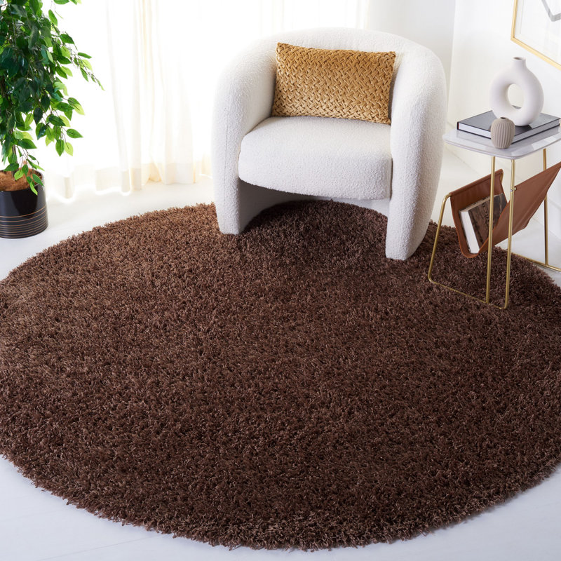 Assar Handmade Tufted Light Brown Area Rug , Round 7'