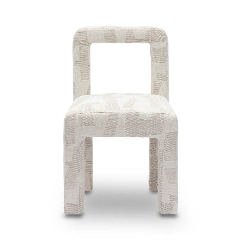 Chaise en jacquard à motif crème Donn