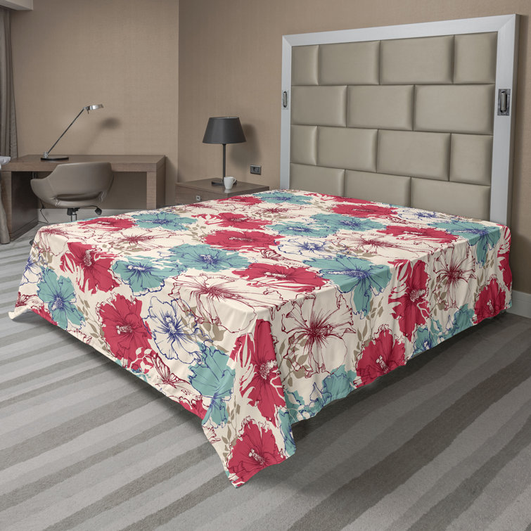 Drap plat à motif floral bohème Ambesonne