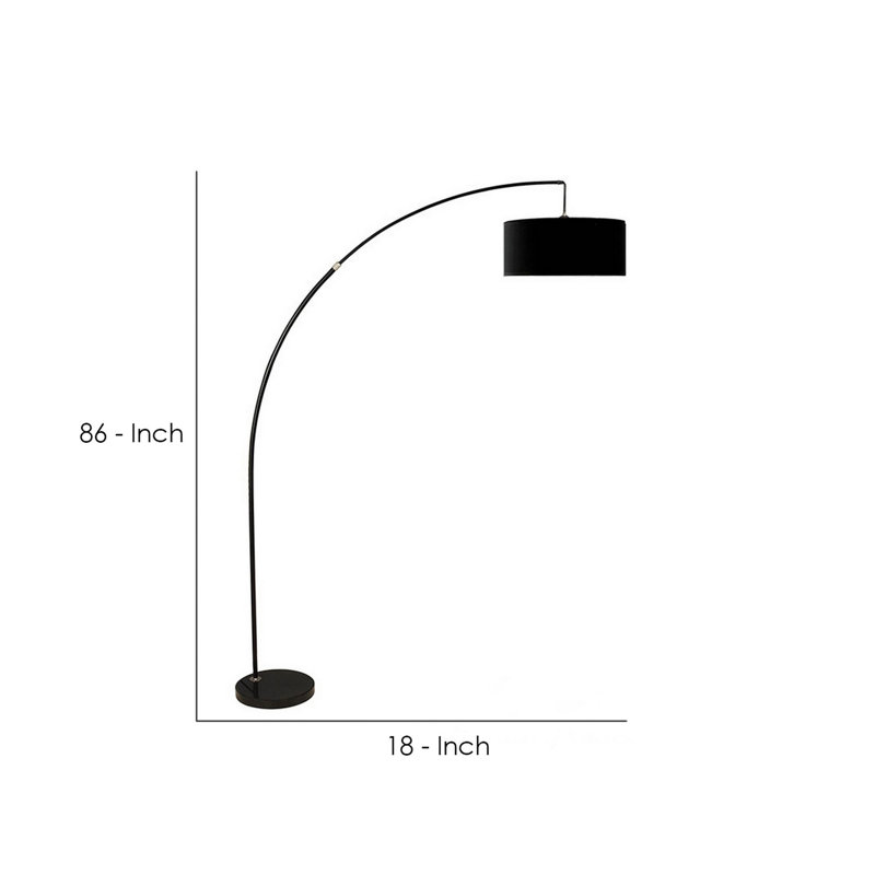 Lampe sur pied arquée 86 po Tynise, Noir, Noir