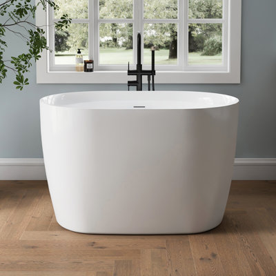 Baignoire autoportante en acrylique de 43 po avec siège Tidal, baignoire profonde en acrylique avec trop-plein
