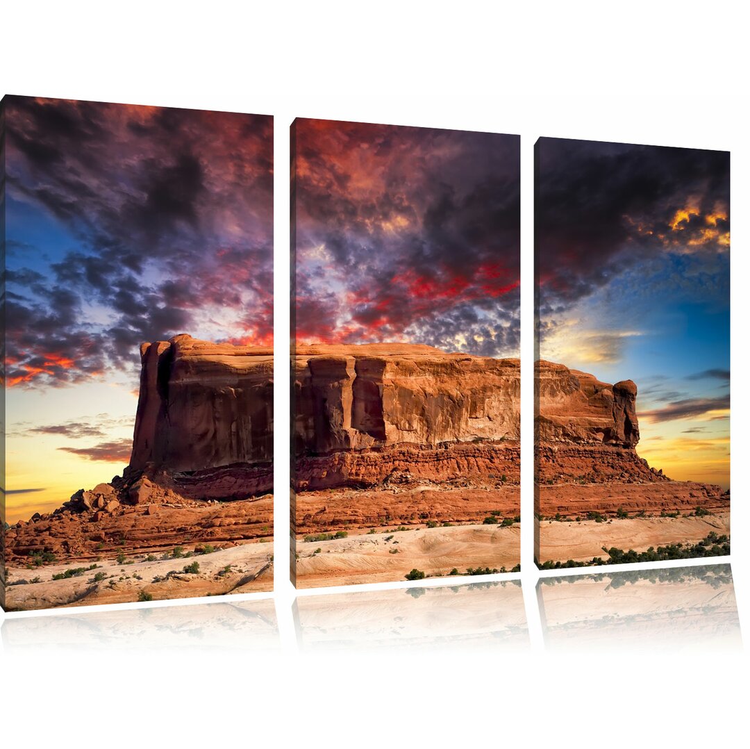 3-tlg. Leinwandbilder-Set Mächtiges Monument Valley USA, Grafikdruck