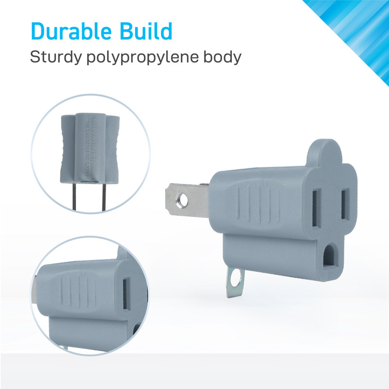 CBOL Series Coby CB-5501 3 2 Prong 4 Pack Outlet Adapter, Grey