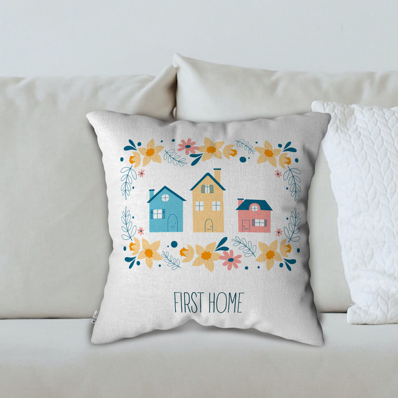 Floral White Square Cushion Cover