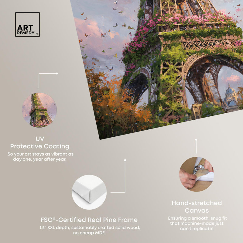 «Moss Eiffel Tower», reproduction d'art sur toile par Art Remedy, H 24 po x l 16 po, Toile tendue avec châssis