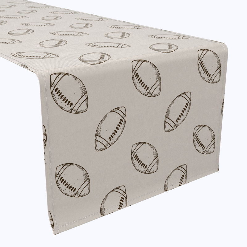 Table Runner, 100% Cotton, 16X72", Football Sketch, 90" L x 16" W