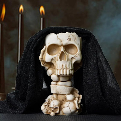Pot à fleurs Skull, pot à fleurs gothique pour la décoration d'Halloween - design Steam Punk avec engrenages, petit pot de fleur en résine avec drainage, vase unique pour plantes d'intérieur / extérieur
