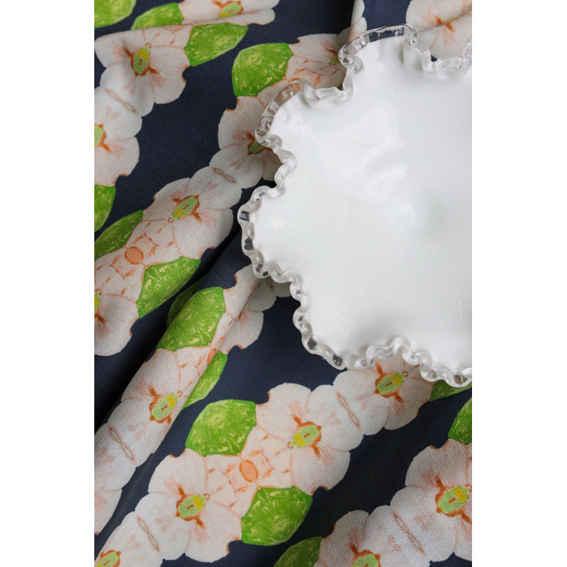 Flowering Dogwoods Square Pillow Cover & Insert, 22"H x 22"W, Navy Floral