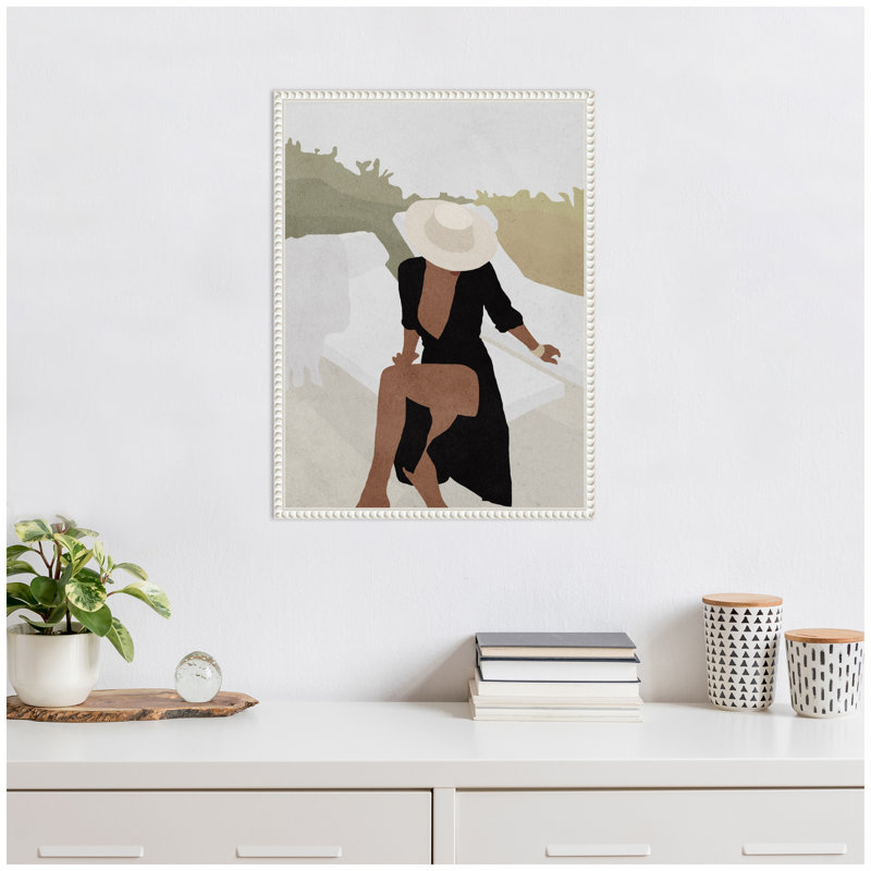 "Elegant Womanin Hat" par juillet, reproduction d'art sur toile encadrée, H 24 po x l 18 po