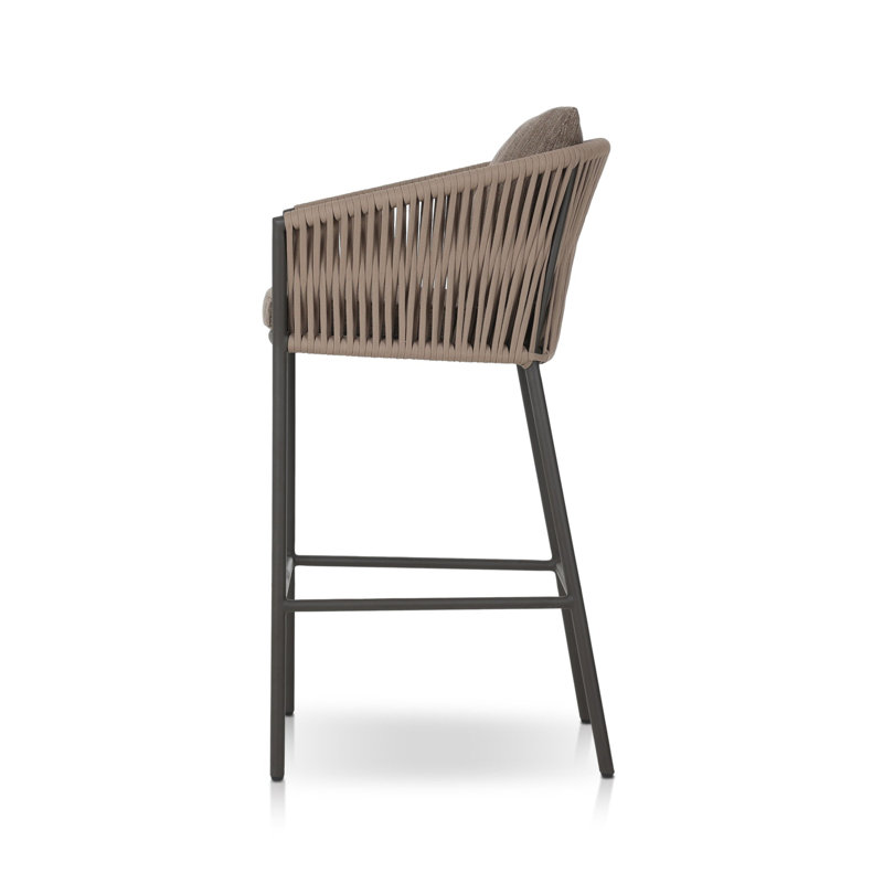 Porto Outdoor Bar Stool, Brown, Black, 31.1"