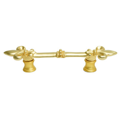 Charlemagne 4 inches c.c. pull with large Fleur De Lysin Satin