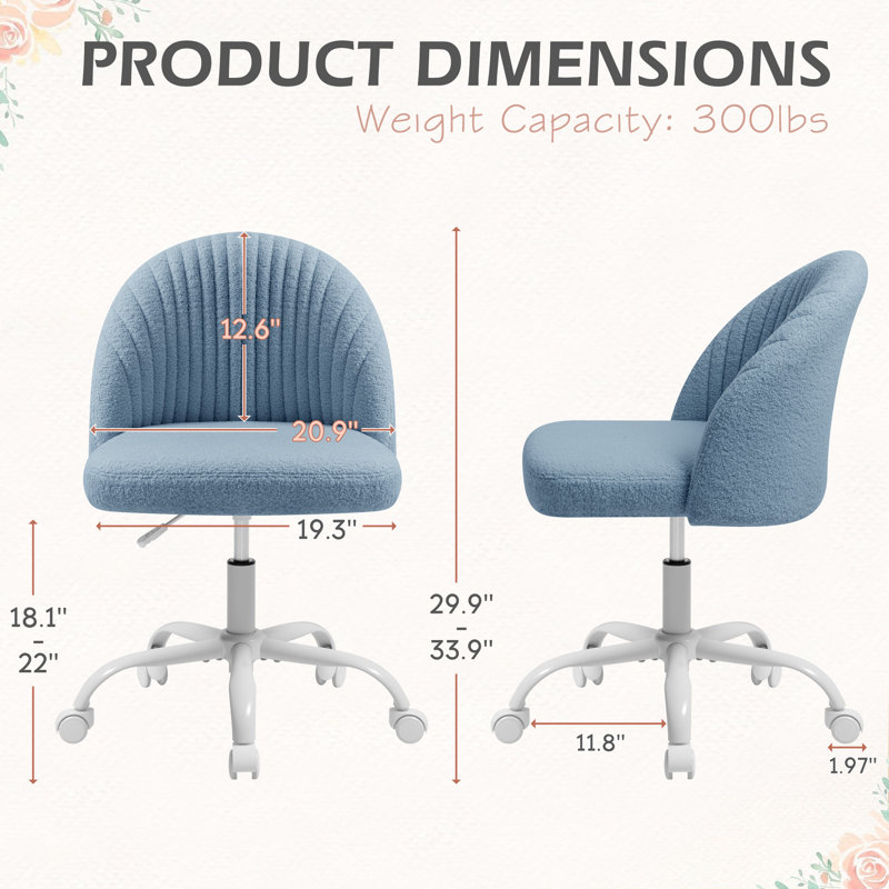 Task Chair  Velvet Make Up Chair Office Chair With Wheels, Dark Blue, Dark Blue