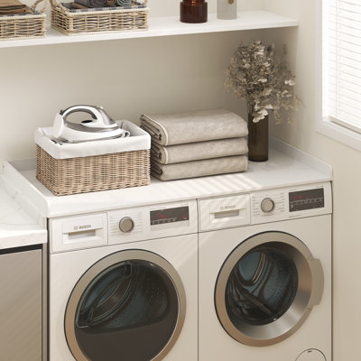 Furinno RAVEL Washer Dryer Countertop, Washer and Dryer Topper, with Edge Rails, Anti Slip Pads, 27.5 D x 54 W, for Laundry Room Organization and Storage, White
