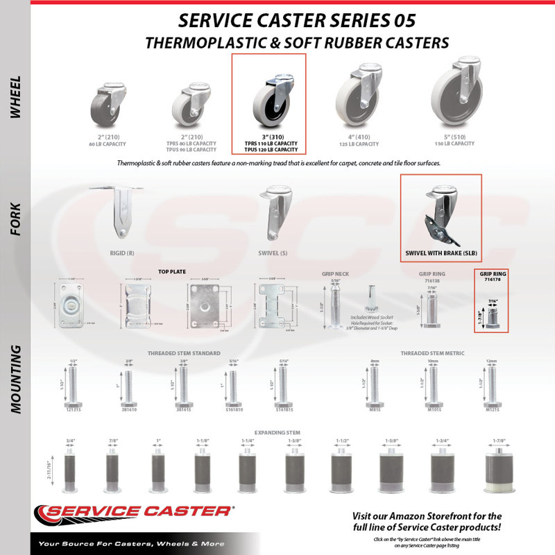 4-Piece Rubbermaid Caster Set
