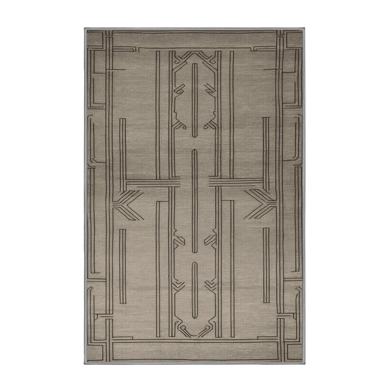 Machine Washable Art Deco Gray Area Rug