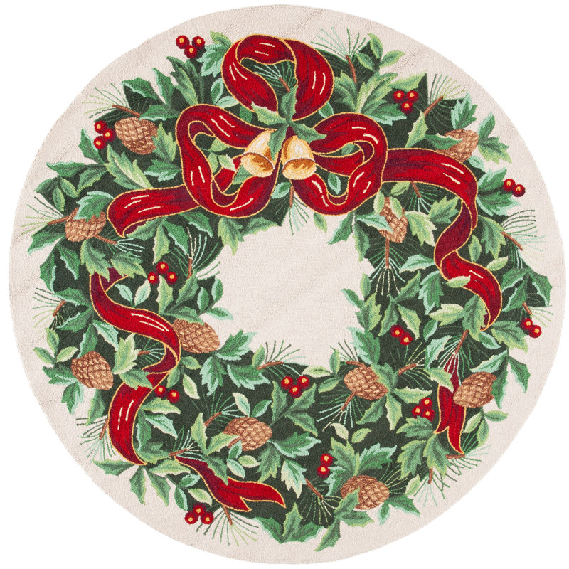 Tapis floral en laine Etta, Rond 5 pi