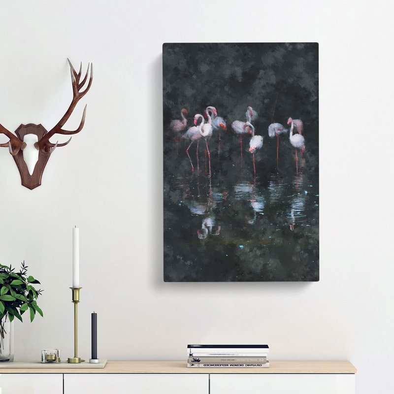 Reflection Of Flamingos - Wrapped Canvas, 76cm H x 50cm W x 3cm D