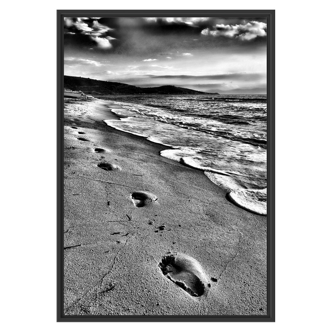 Gerahmtes Wandbild FußabdrückeStrand