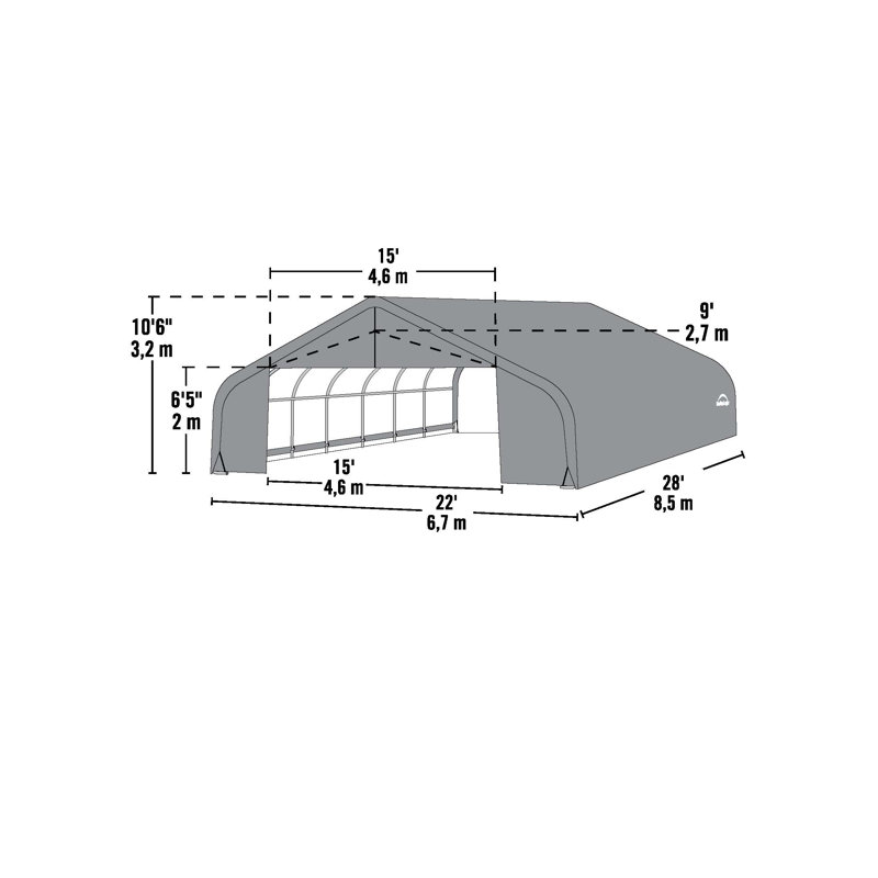 Sheltercoat 22 X 28 Ft. Garage Peak Grey Std, Grey
