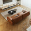 Canapé modulaire orange en cuir véritable-79134947-79134944