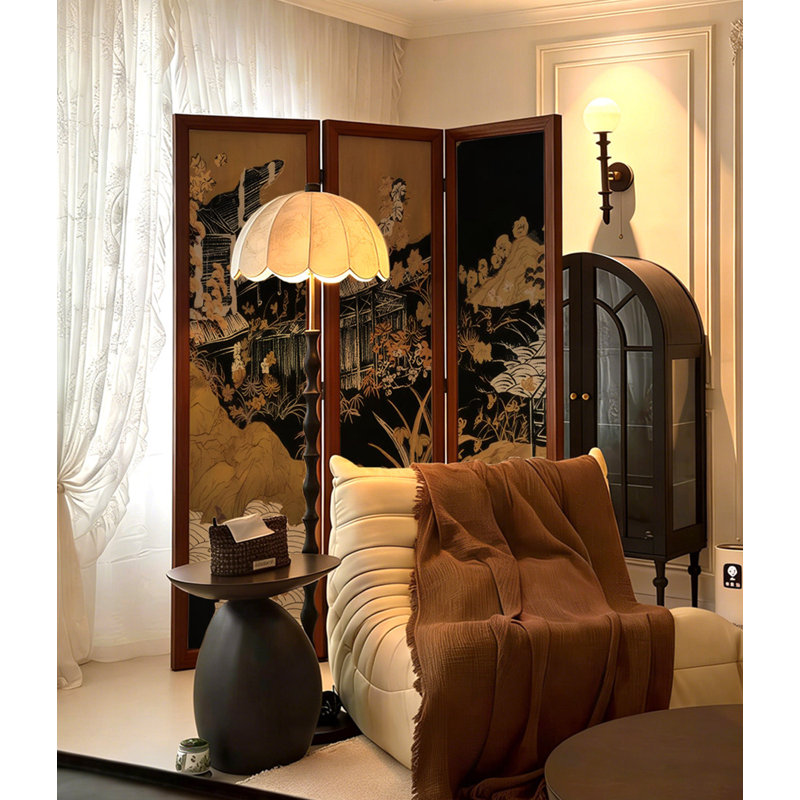 Paravent de salon en bois massif style français Mid-Century Georgette