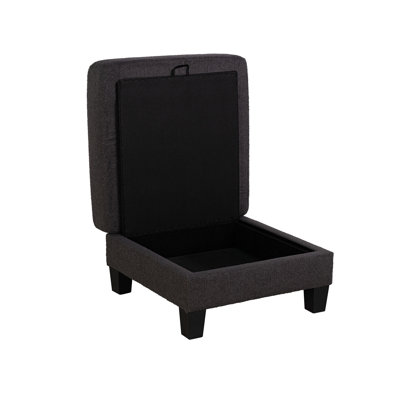 Repose-pieds de rangement carré gris foncé avec revêtement en tissu