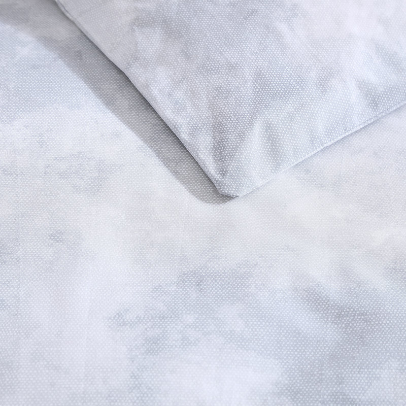 Gray and White Cotton Twin Duvet Cover Set