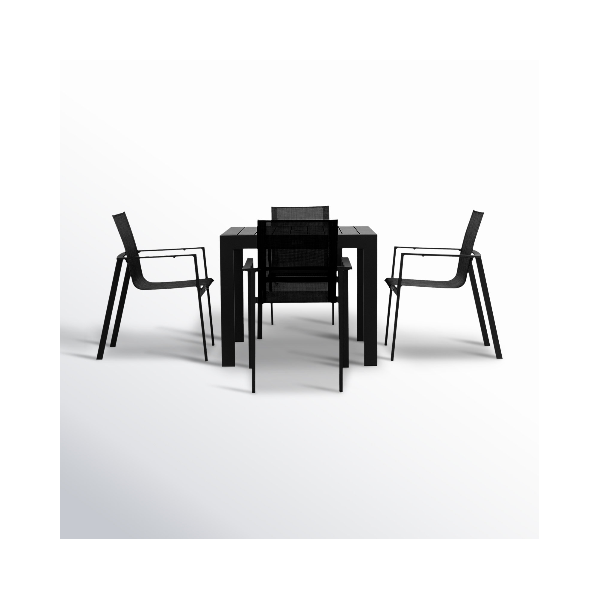 Benston Square 4 - Person Outdoor Dining Set, Black