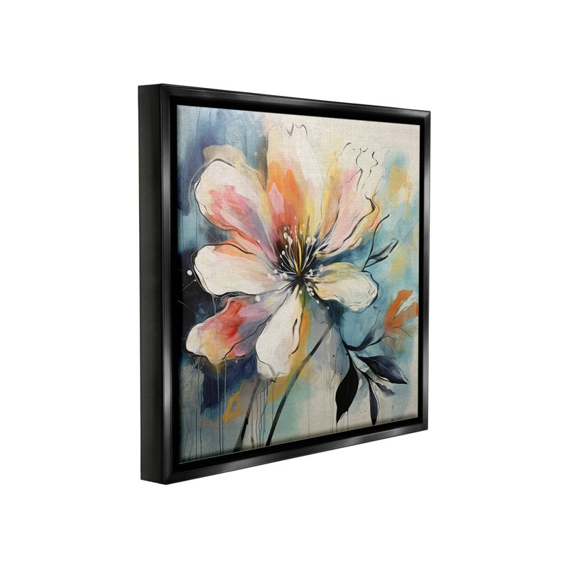 «Modern Pink Blossom Floater Frame» par Lazar Studio sur, Cadre flottant noir de jais, H 25 po x l 25 po