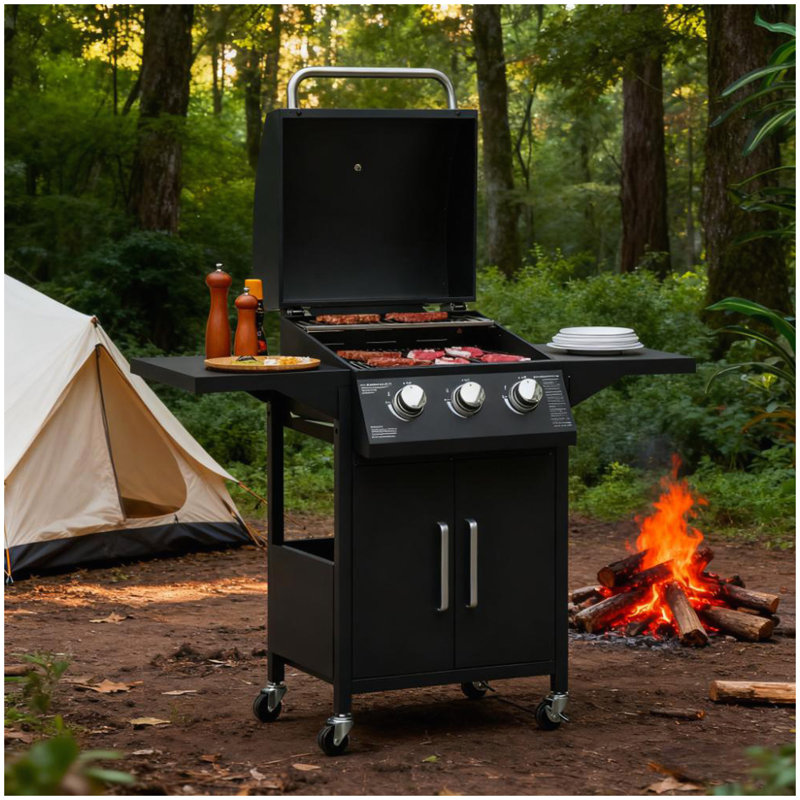 Barbecue portatif avec gril au gaz à roulettes