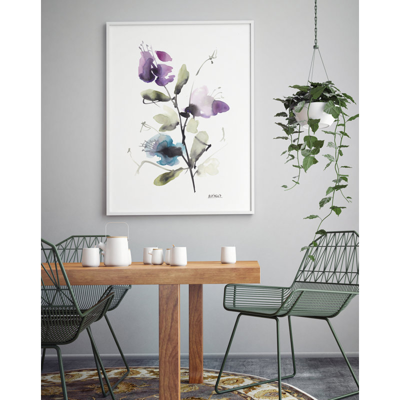 Nature Flores Violetas by Bruno Vázquez - Single Picture Frame Painting, 90cm H x 60cm W x 3cm D