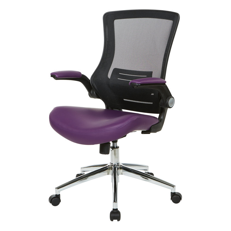 Chaise de travail en similicuir Eliphalet, Noir/mauve