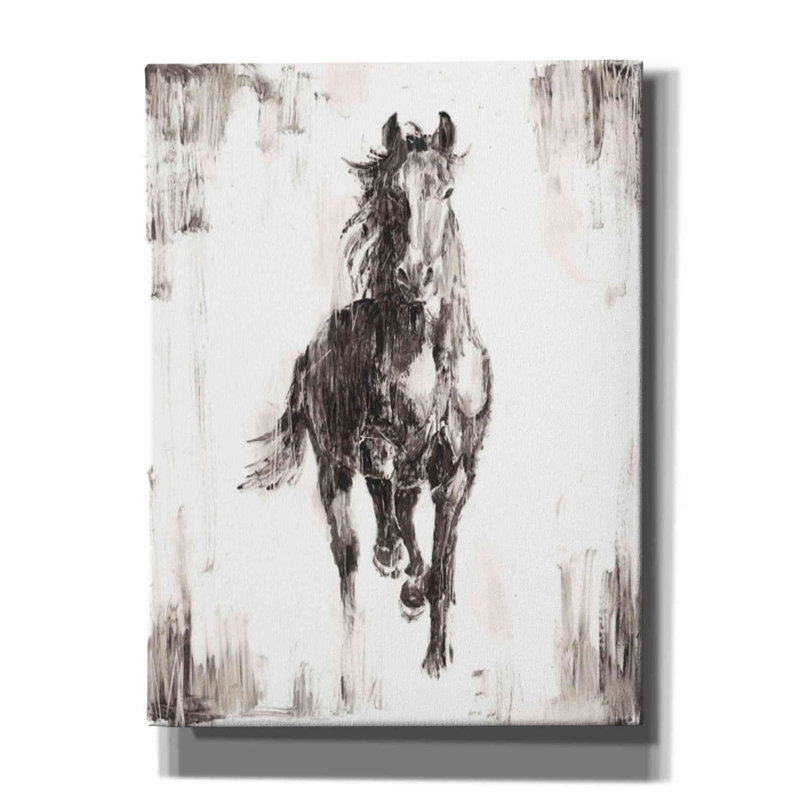 «Rustic Black Stallion I» par Ethan Harper, art mural sur toile, H 34 po x l 26 po x P 1,5 po