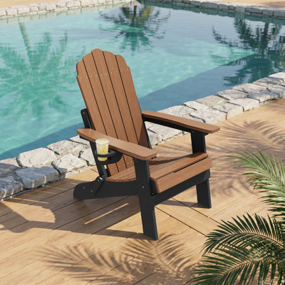 Chaise Adirondack pliante avec conception ergonomique et porte-gobelet HiPS, chaise Adirondack robuste pour patio, piscine et jardin
