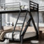 Lit simple superposé au-dessus de grand lit simple avec échelles, lit superposé en métal avec lattes de soutien améliorées, lit superposé à profil bas, noir-1625754886