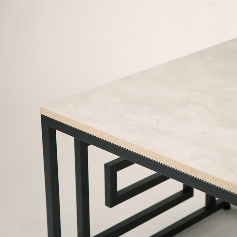 Acelee 120cm Coffee Table for Living Room Furniture, Wood and Metal Centre Table, Grey Top/Black Base