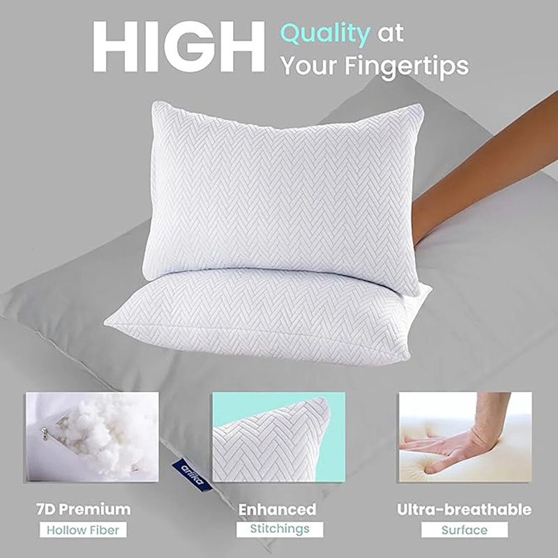 Ensemble de 2 oreillers de couchage en duvet synthétique moelleux, Très grand